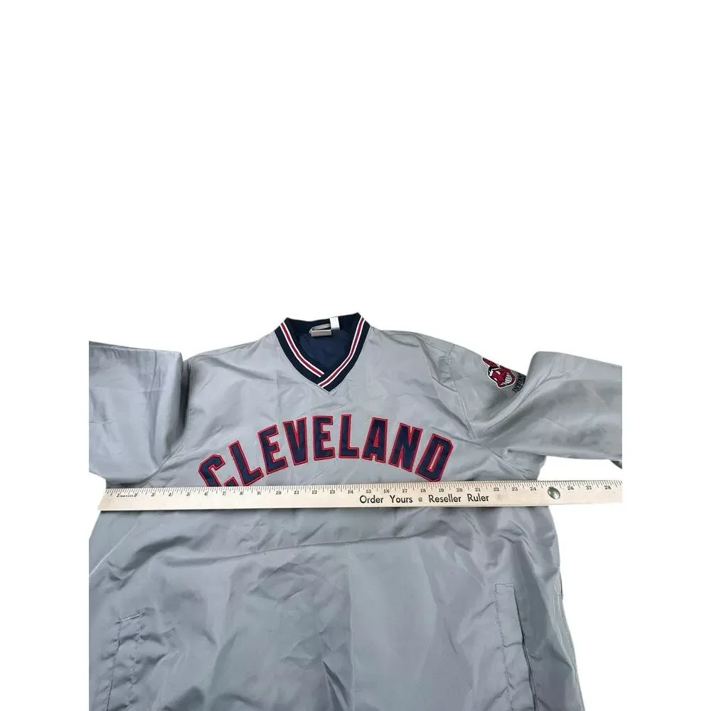 VTG Y2K Cleveland Indians Guardians Wahoo MLB Windbreaker Pullover SZ M Gray - Picture 3 of 12